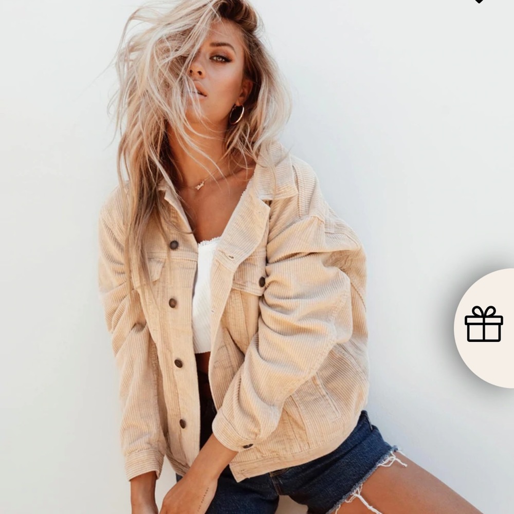 Princess Polly WESTERN CORD JACKET BEIGE